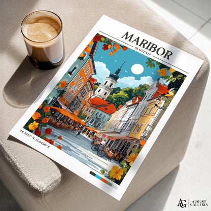 Maribor Slovenia Retro Travel Print