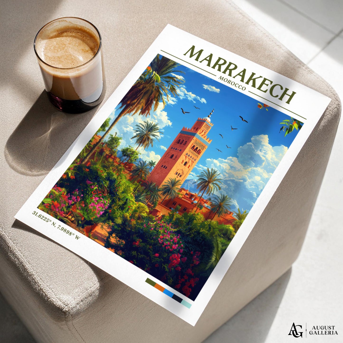Marrakech Morocco Retro Travel Print