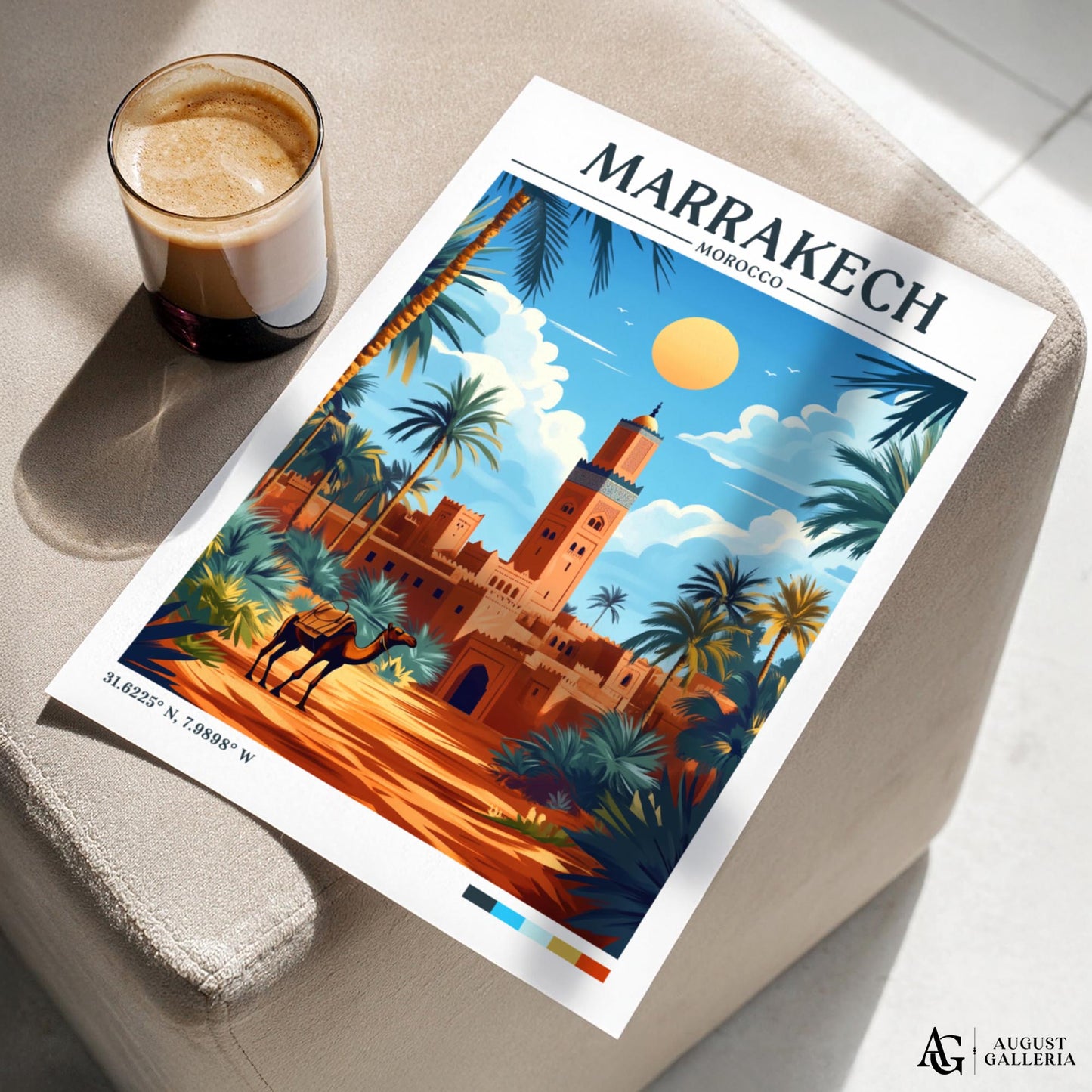 Marrakech Morocco Retro Travel Print