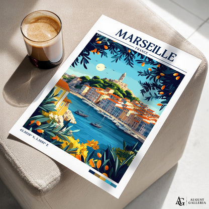 Marseille France Retro Travel Print