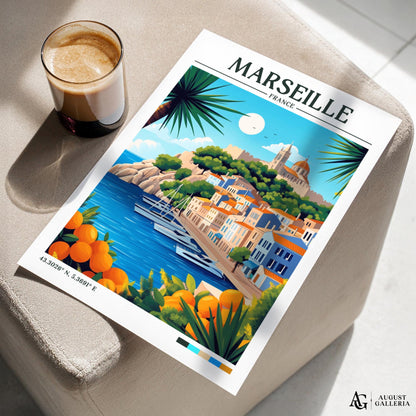 Marseille France Retro Travel Print