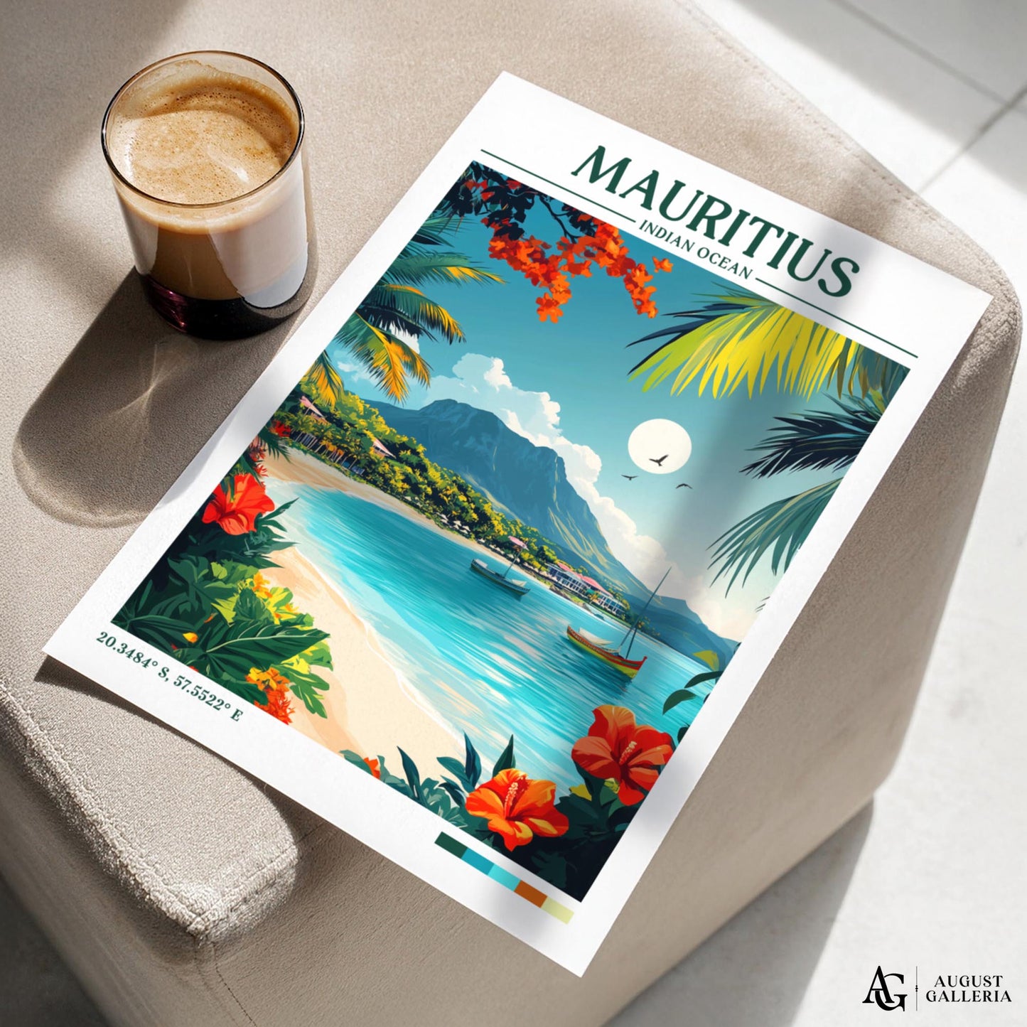 Mauritius Retro Travel Print