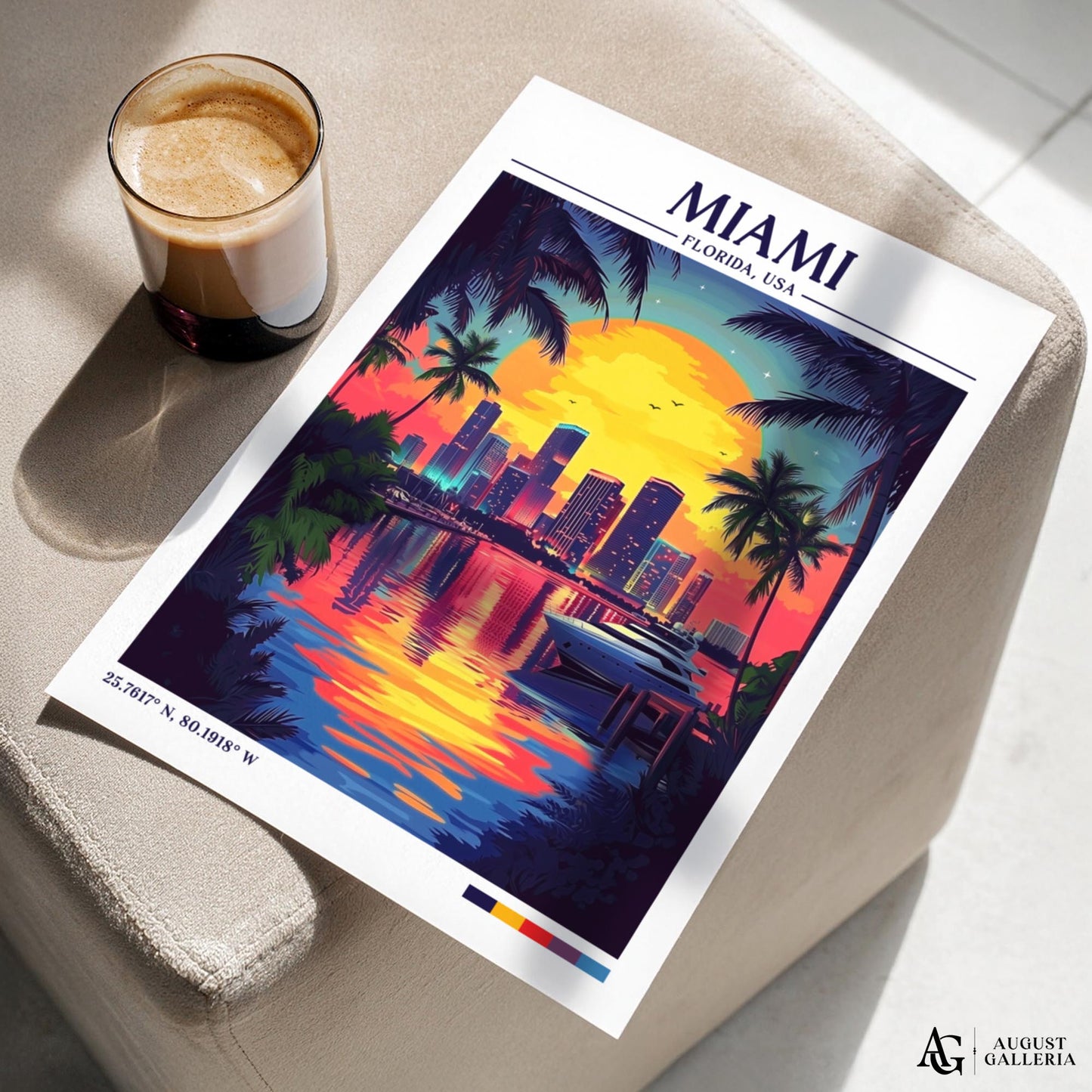 Miami Florida Retro Travel Print