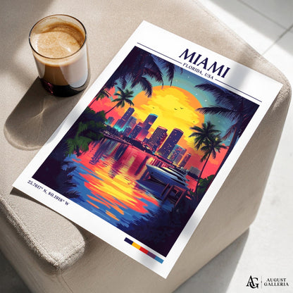 Miami Florida Retro Travel Print