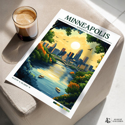 Minneapolis Minnesota Retro Travel Print