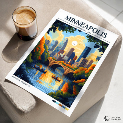 Minneapolis Minnesota Retro Travel Print
