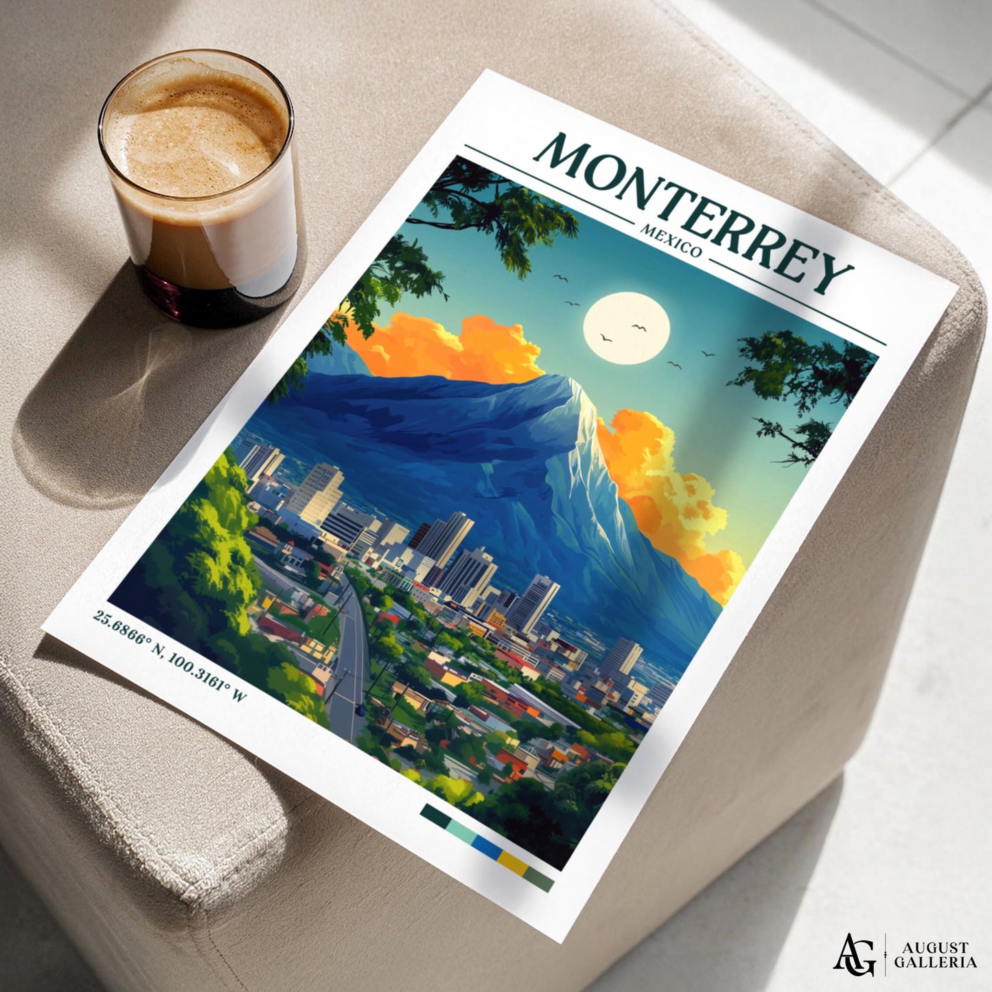 Monterrey Mexico Retro Travel Print