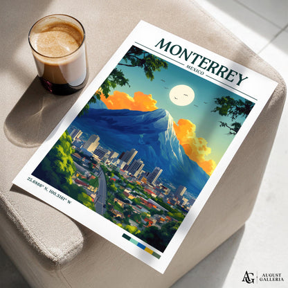 Monterrey Mexico Retro Travel Print