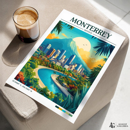 Monterrey Mexico Retro Travel Print