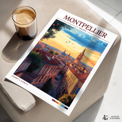 Montpellier France Retro Travel Print