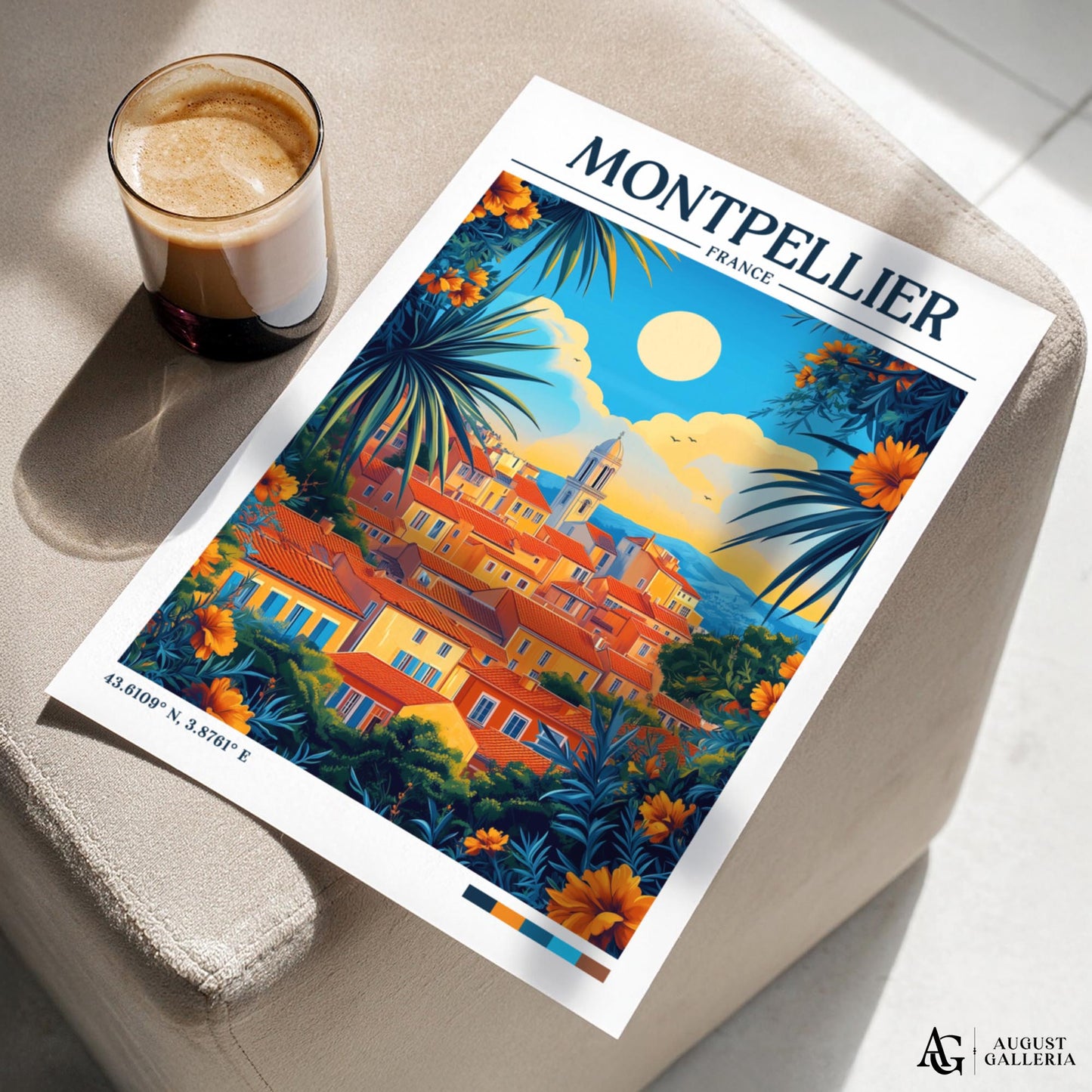 Montpellier France Retro Travel Print