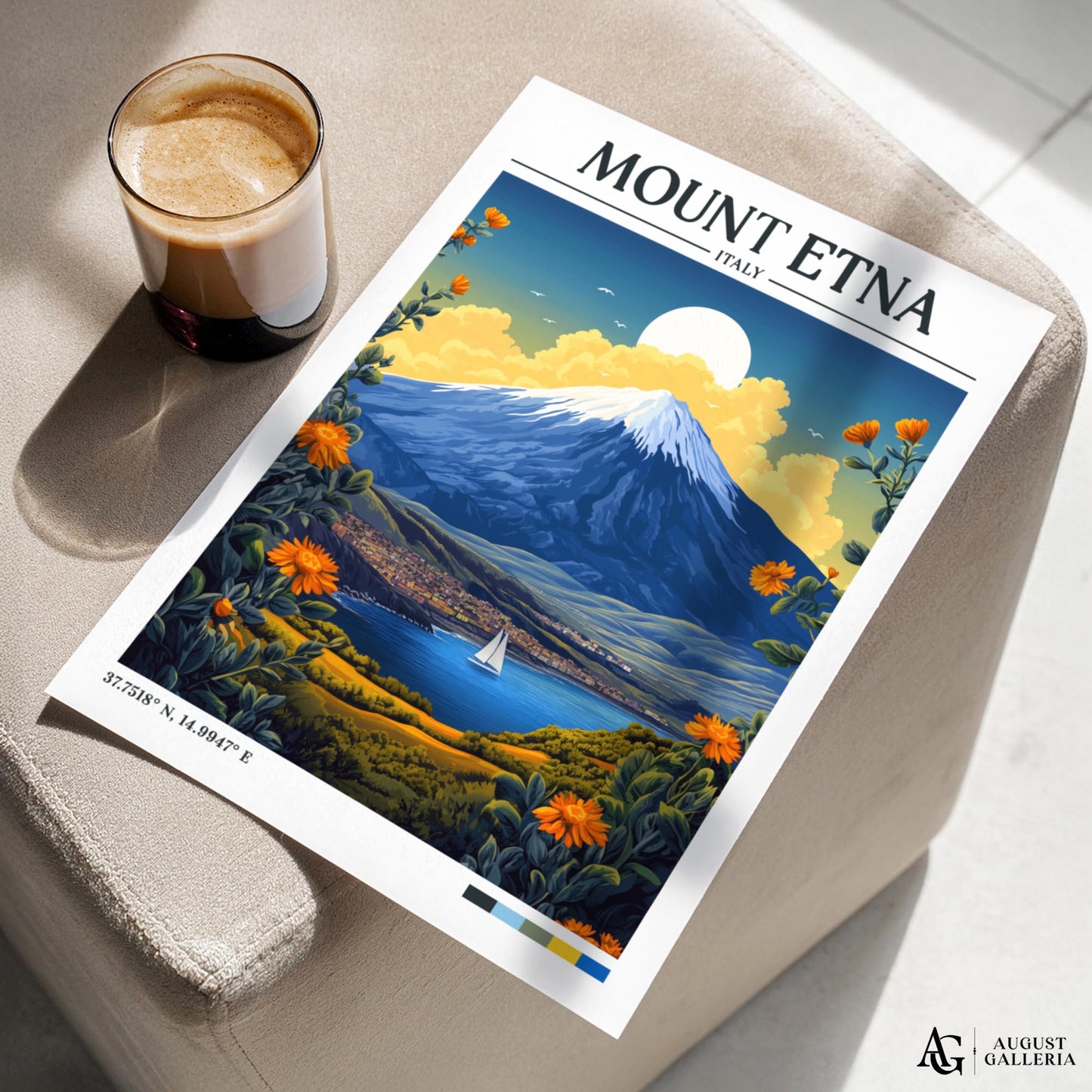 Mount Etna Retro Travel Print