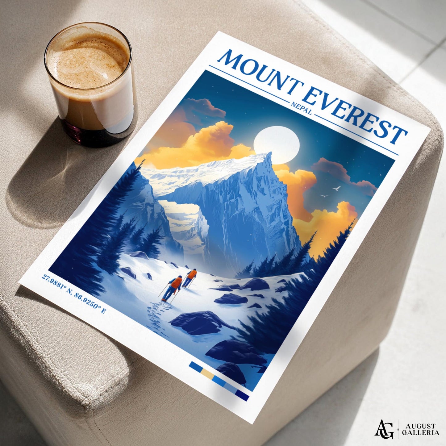 Mount Everest Retro Travel Print