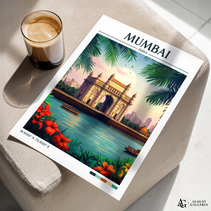 Mumbai India Retro Travel Print