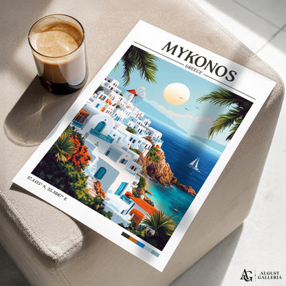 Mykonos Greece Retro Travel Print