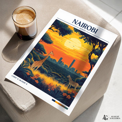 Nairobi Kenya Retro Travel Print