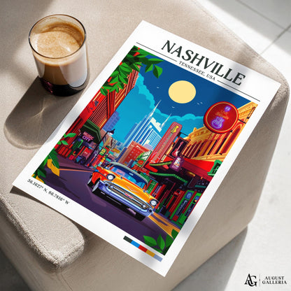Nashville Tennessee Retro Travel Print