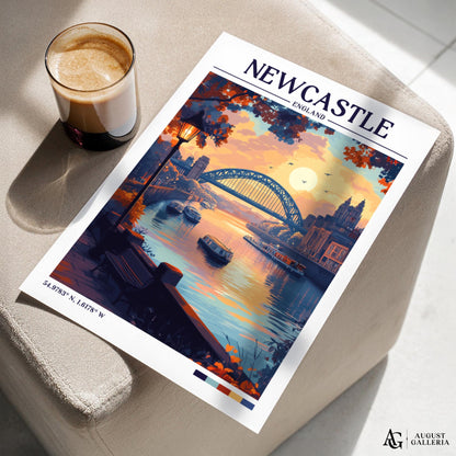 Newcastle England Retro Travel Print