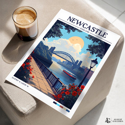 Newcastle England Retro Travel Print