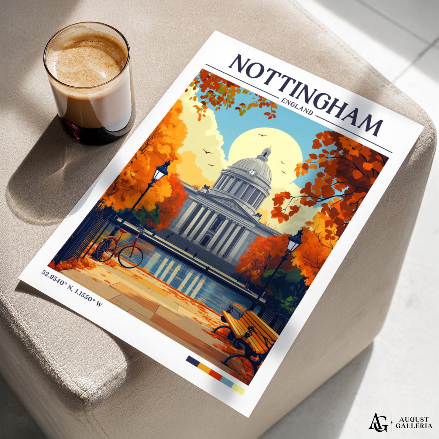 Nottingham England Retro Travel Print