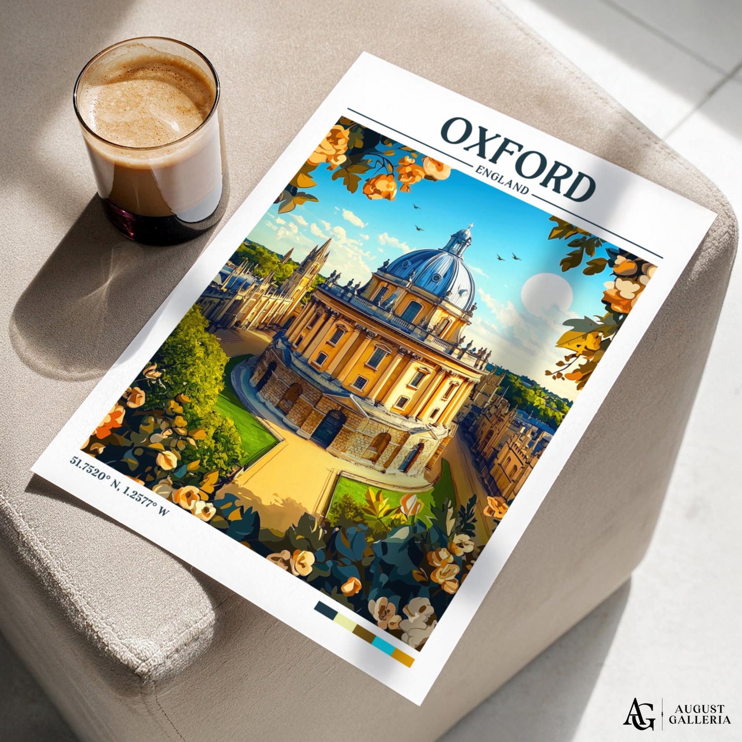 Oxford England Retro Travel Print