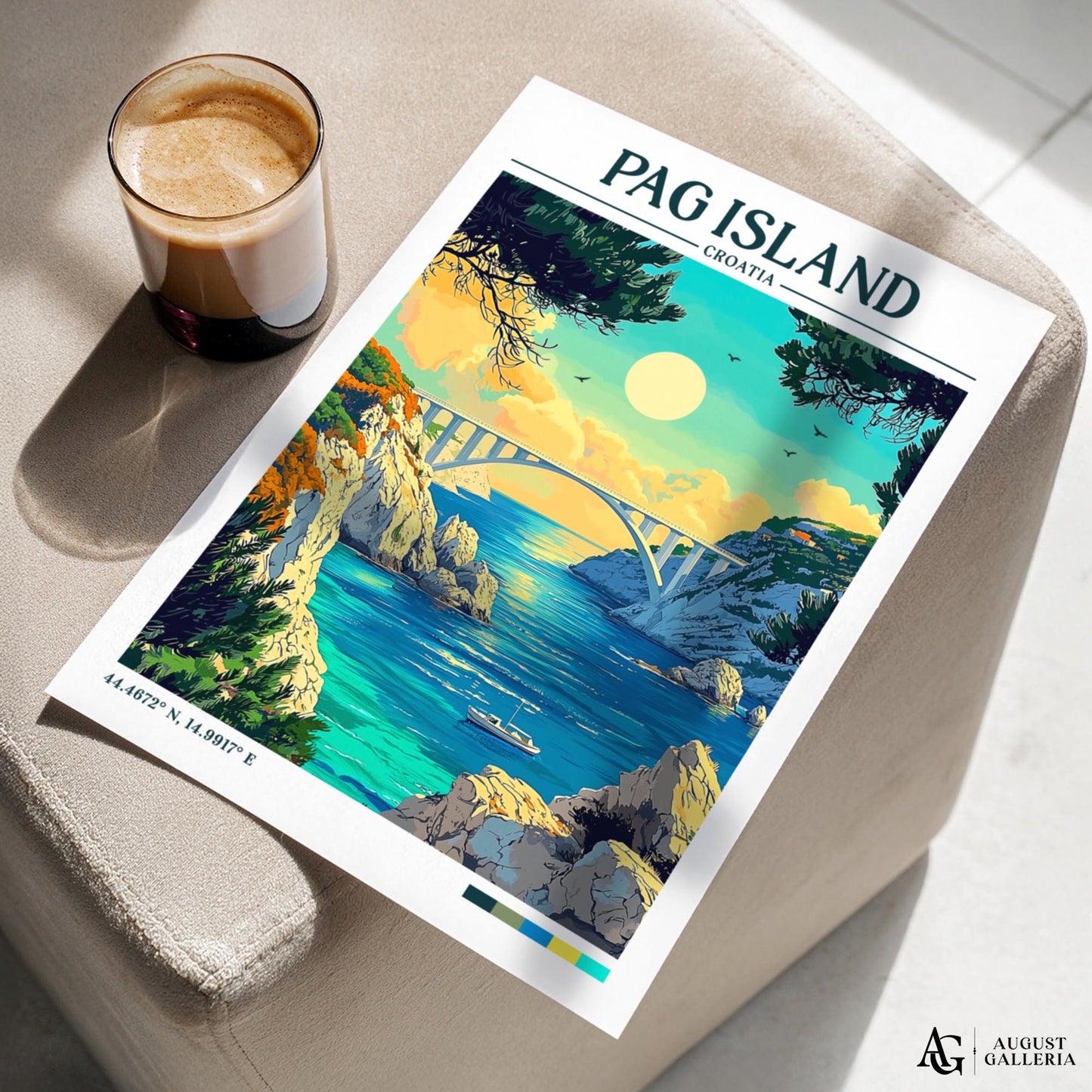 Pag Island Retro Travel Print
