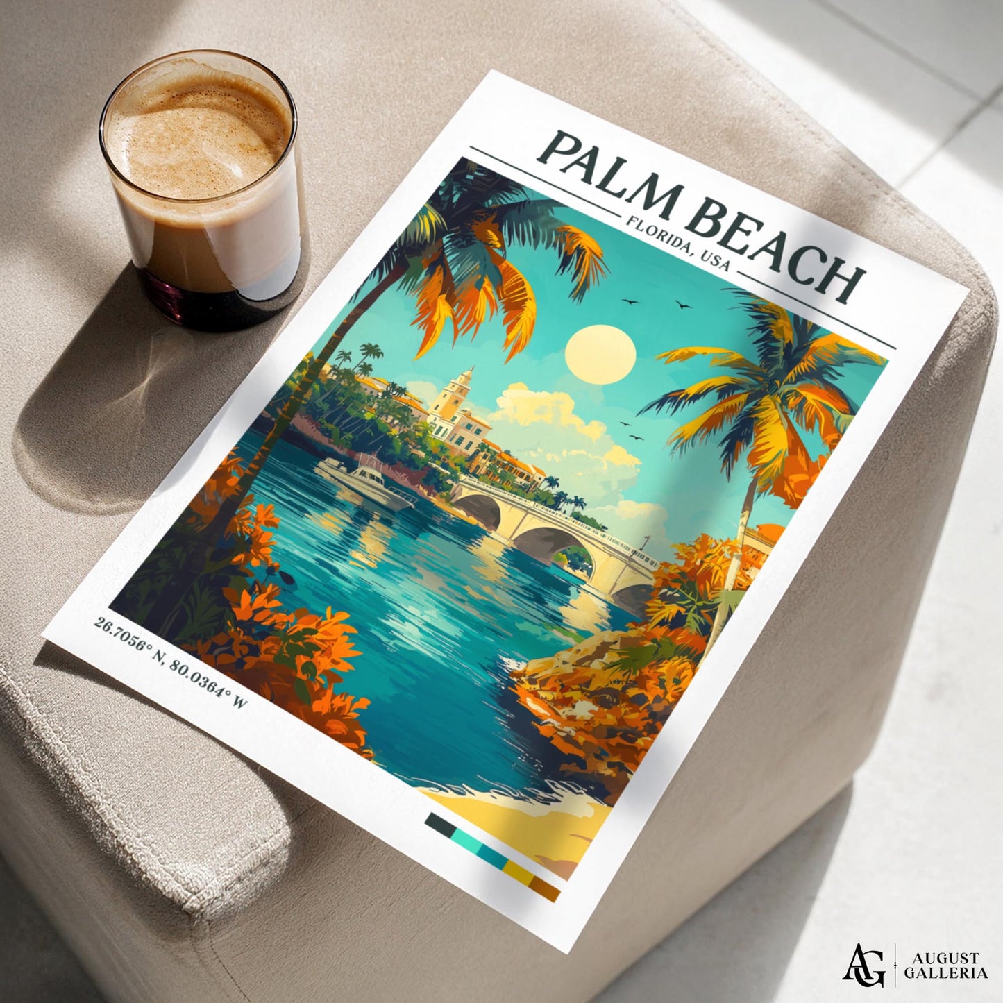 Palm Beach Florida Retro Travel Print