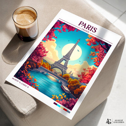 Paris France Retro Travel Print