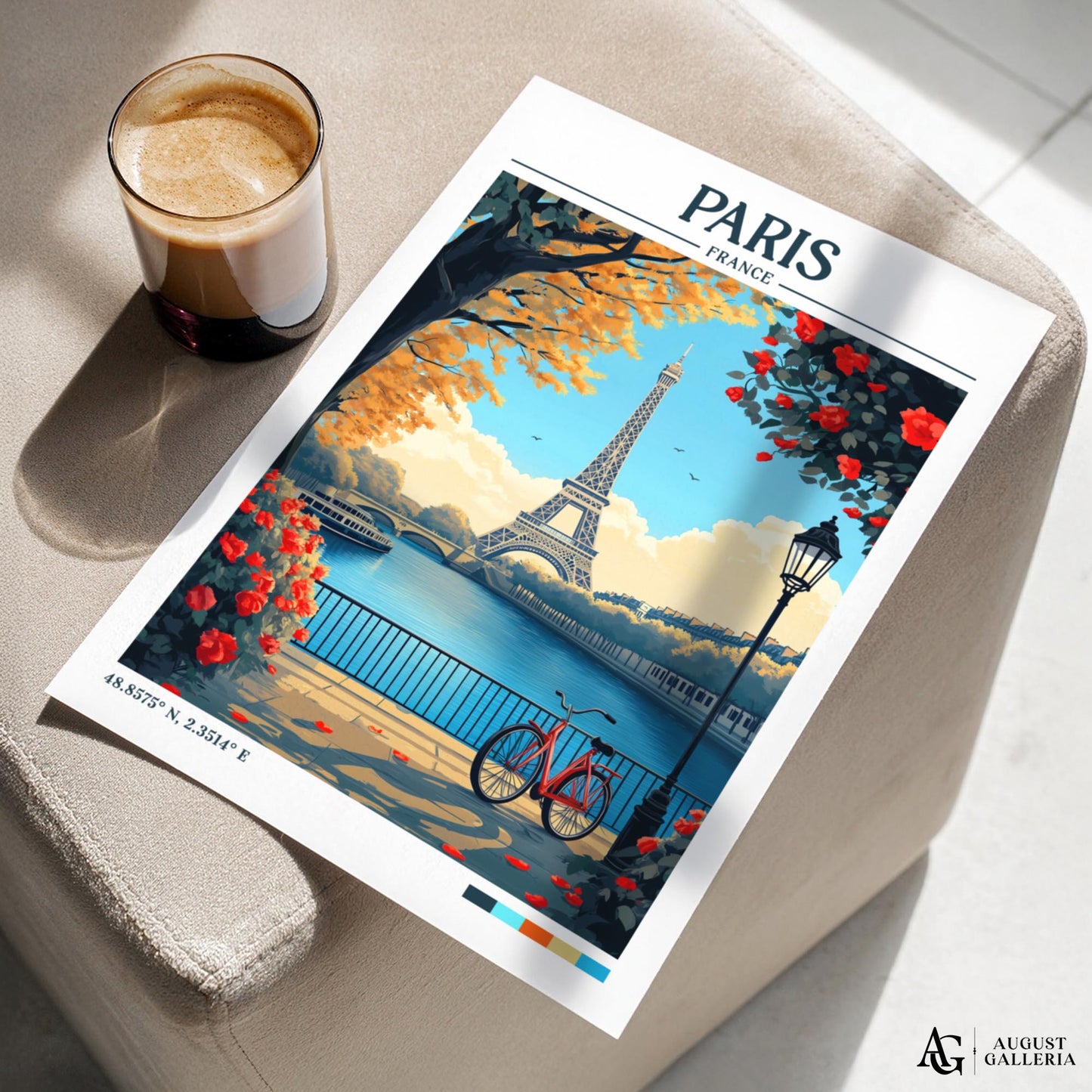 Paris France Retro Travel Print