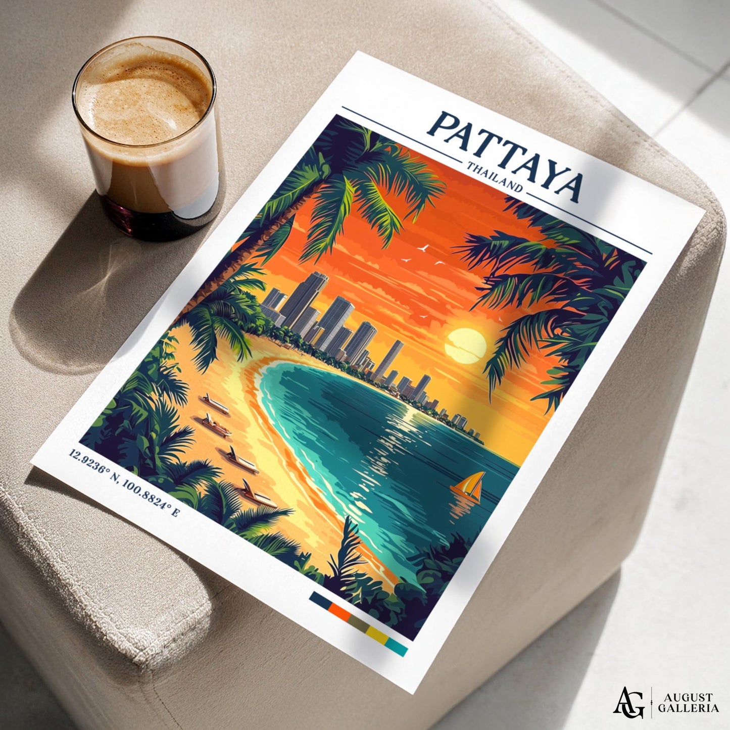Pattaya Thailand Retro Travel Print