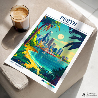 Perth Australia Retro Travel Print
