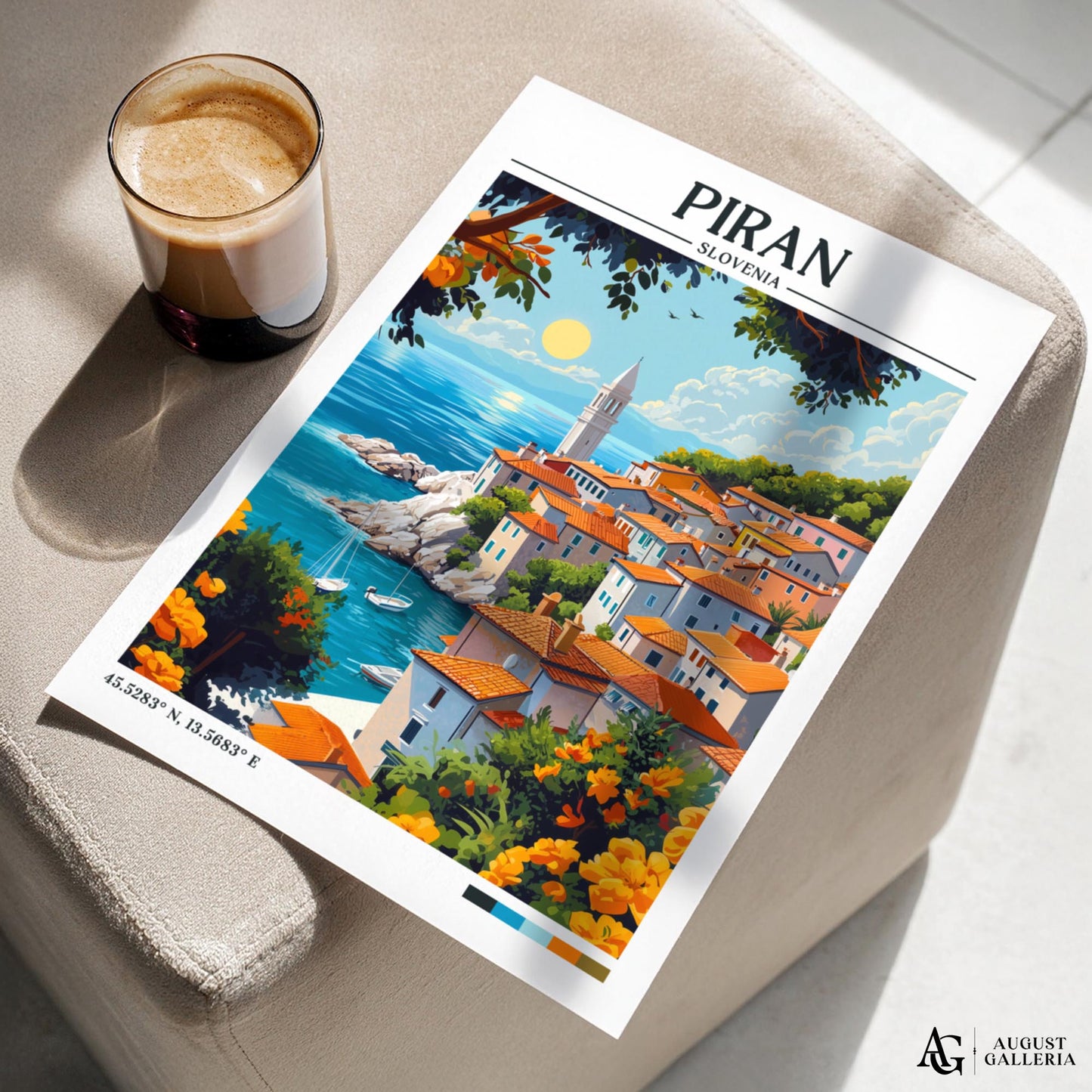 Piran Slovenia Retro Travel Print