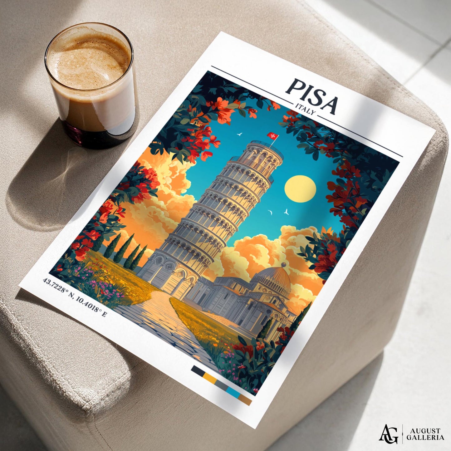 Pisa Italy Retro Travel Print