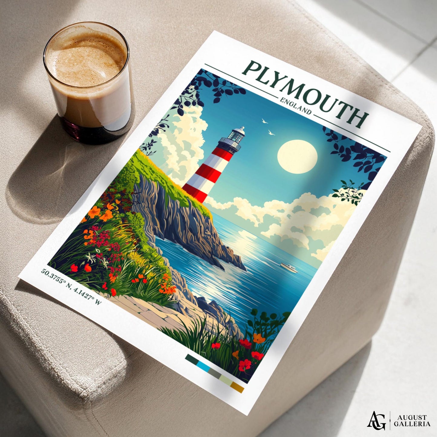 Plymouth England Retro Travel Print