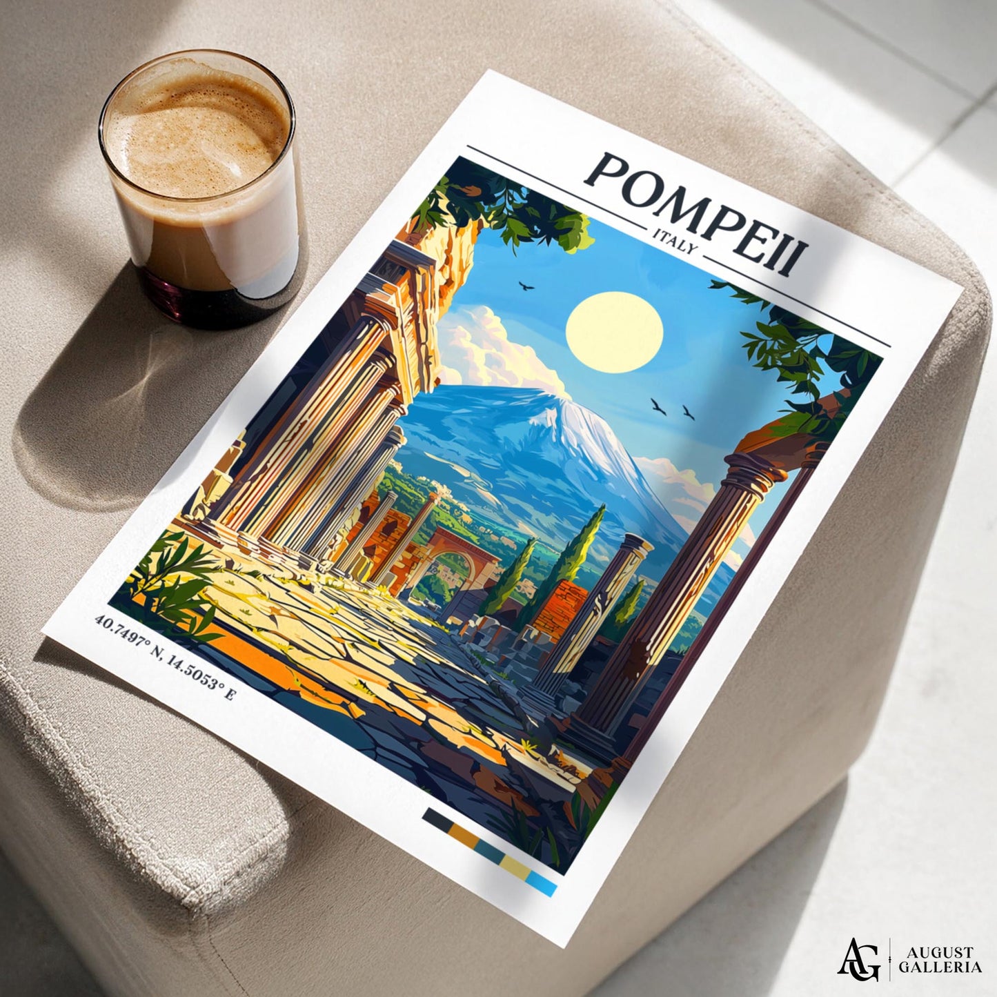 Pompeii Italy Retro Travel Print