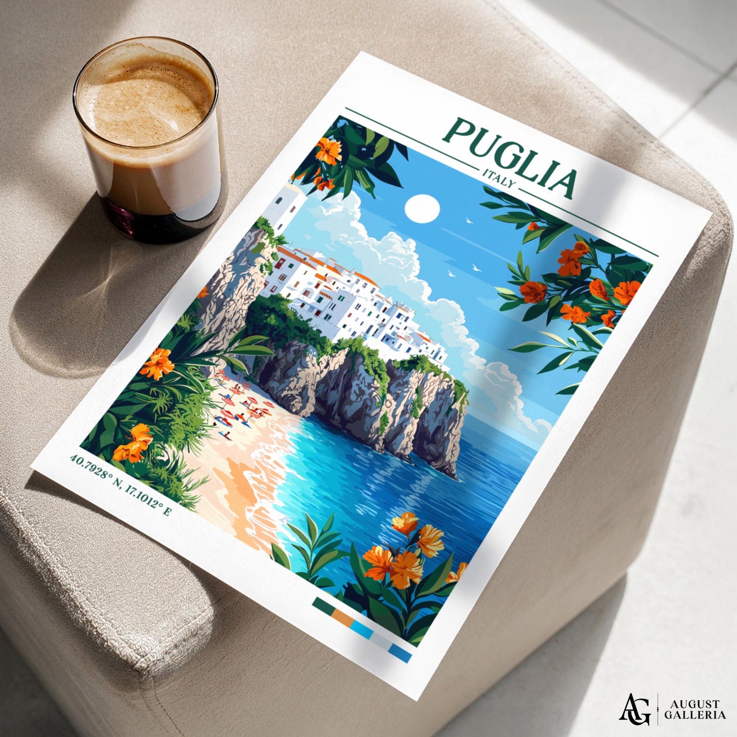 Puglia Italy Retro Travel Print