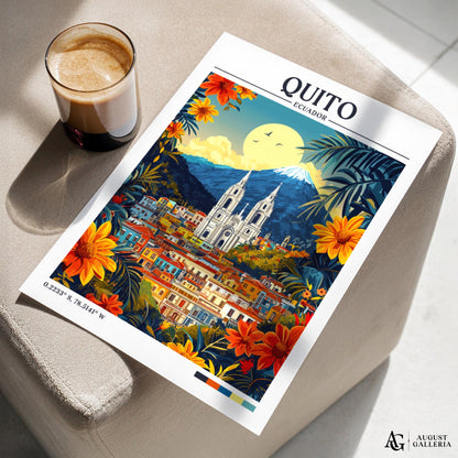 Quito Ecuador Retro Travel Print
