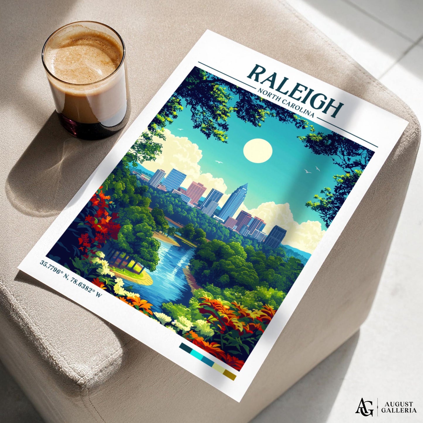 Raleigh North Carolina Retro Travel Print