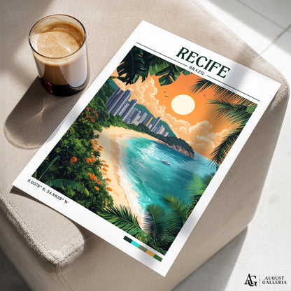 Recife Brazil Retro Travel Print