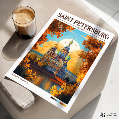 Saint Petersburg Retro Travel Print