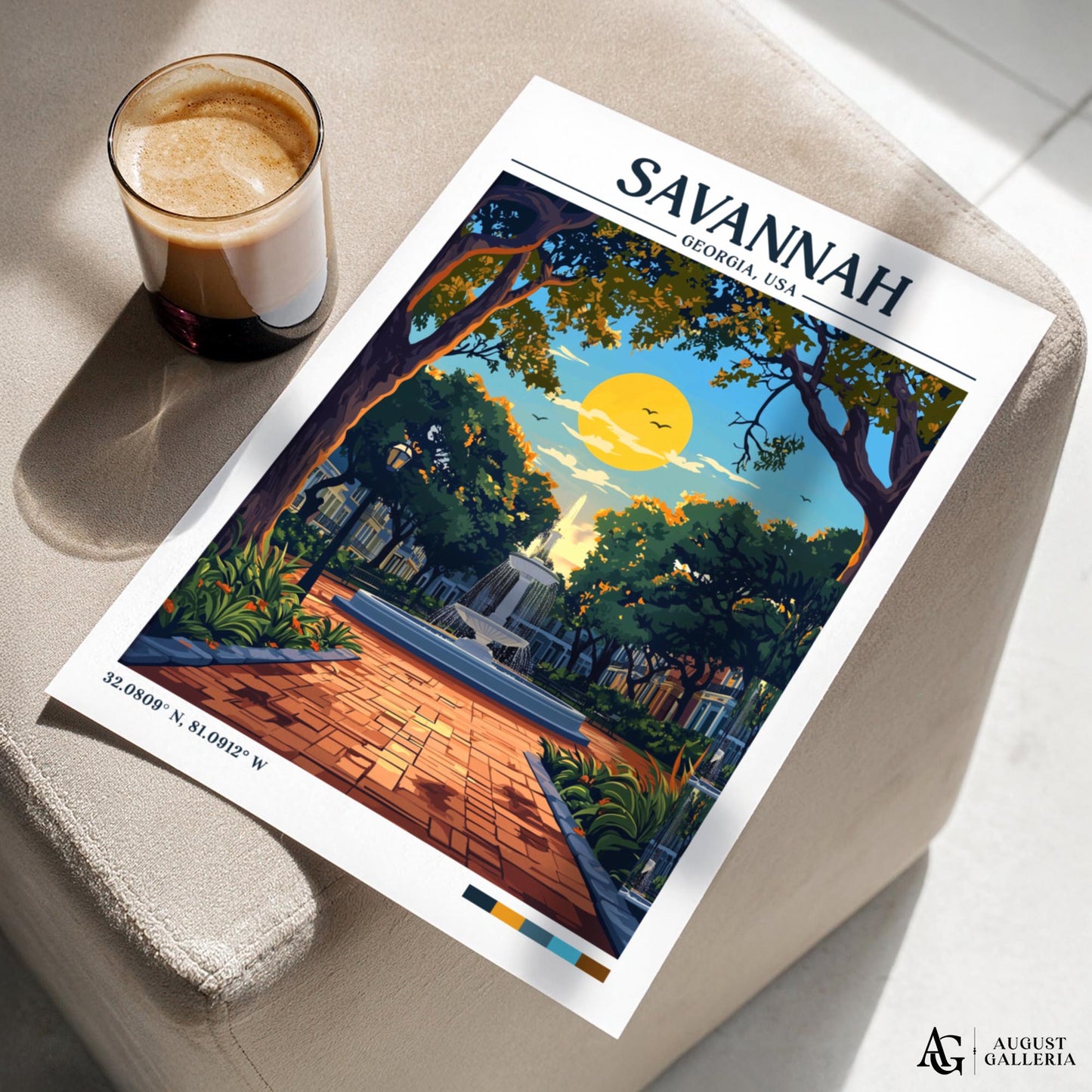 Savannah Georgia Retro Travel Print