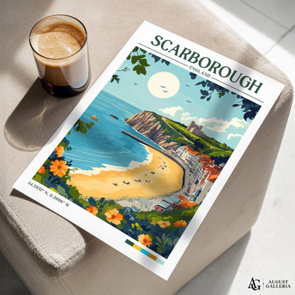 Scarborough England Retro Travel Print