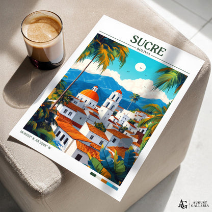 Sucre Bolivia Retro Travel Print