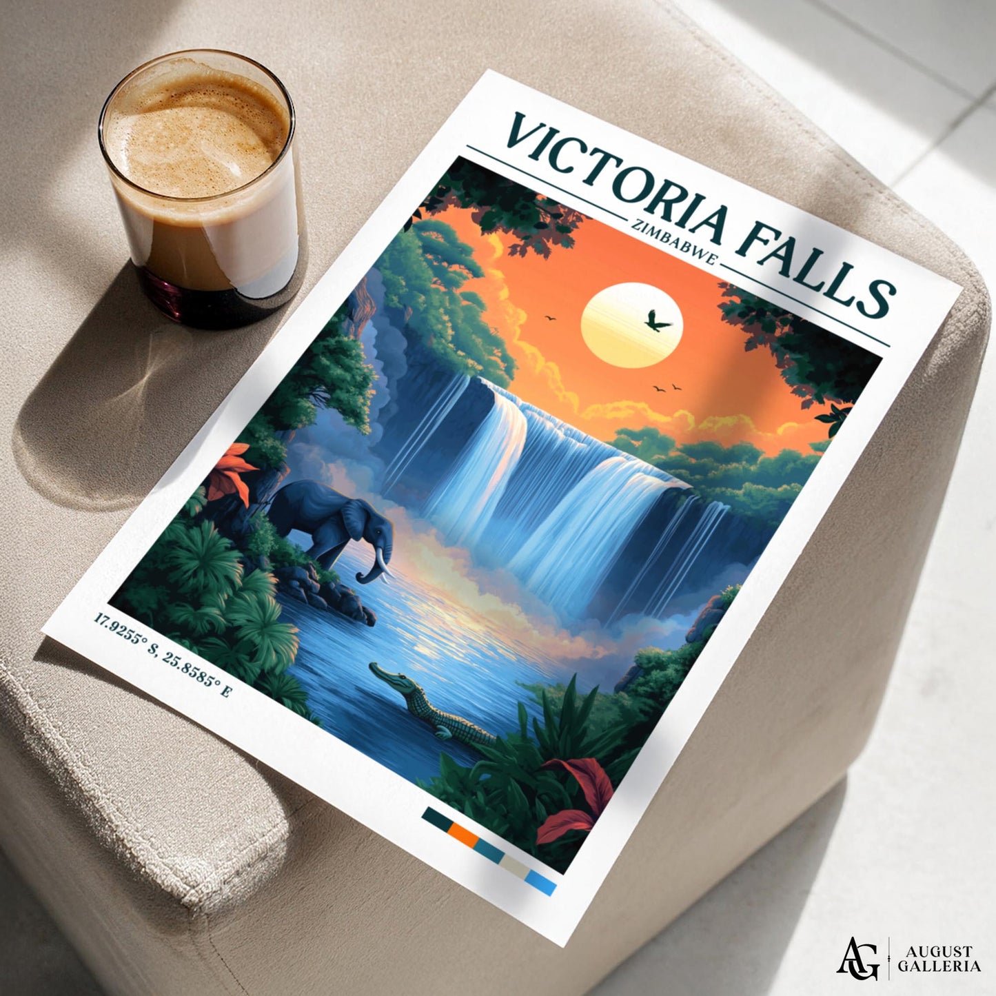Victoria Falls Retro Travel Print