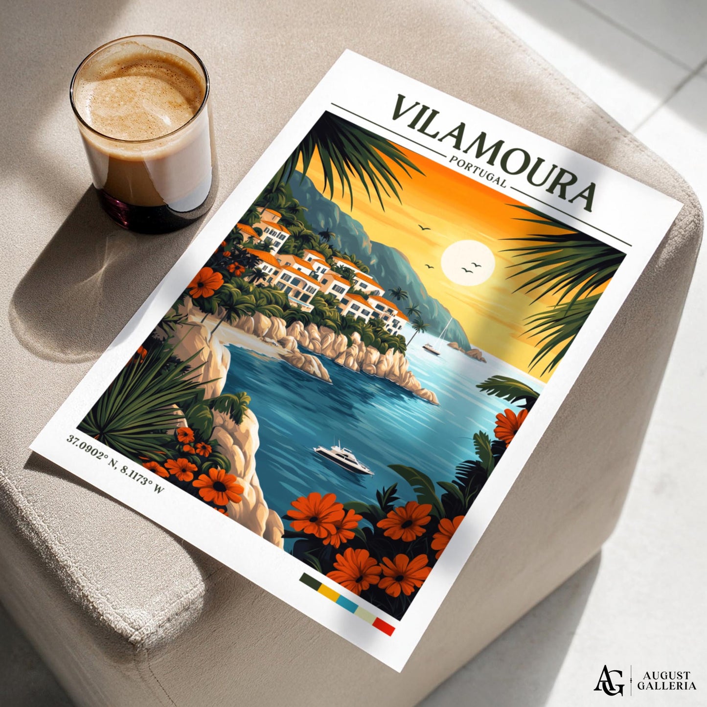 Vilamoura Portugal Retro Travel Print