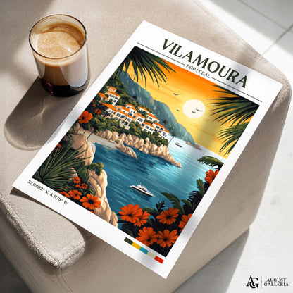 Vilamoura Portugal Retro Travel Print