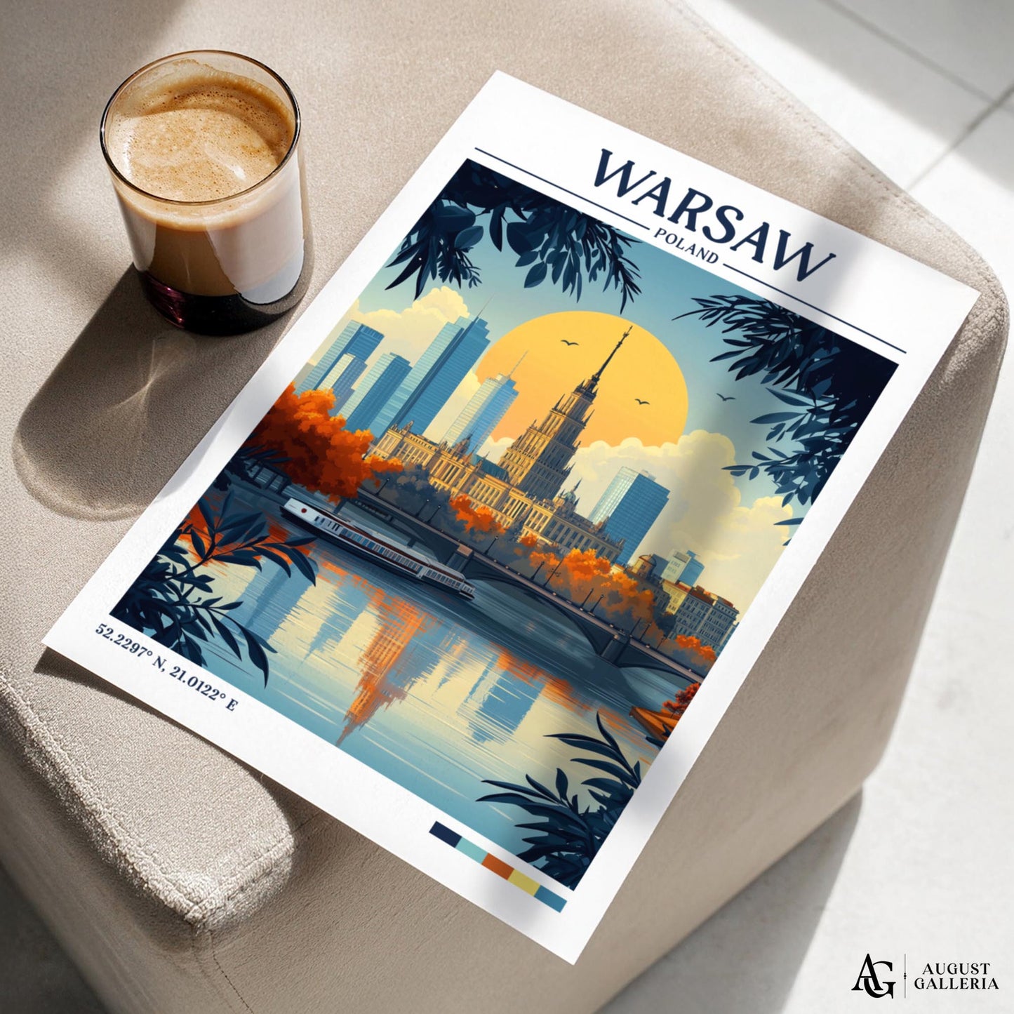 Warsaw Poland Retro Travel Print