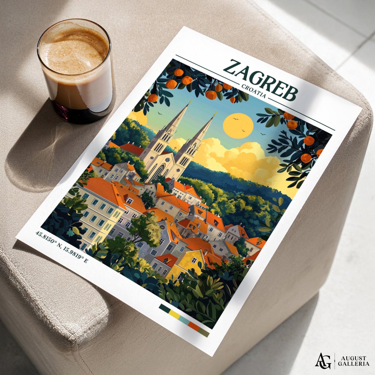 Zagreb Croatia Retro Travel Print
