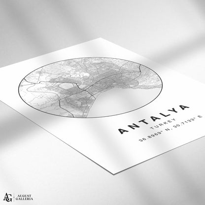 Antalya Minimalist Map