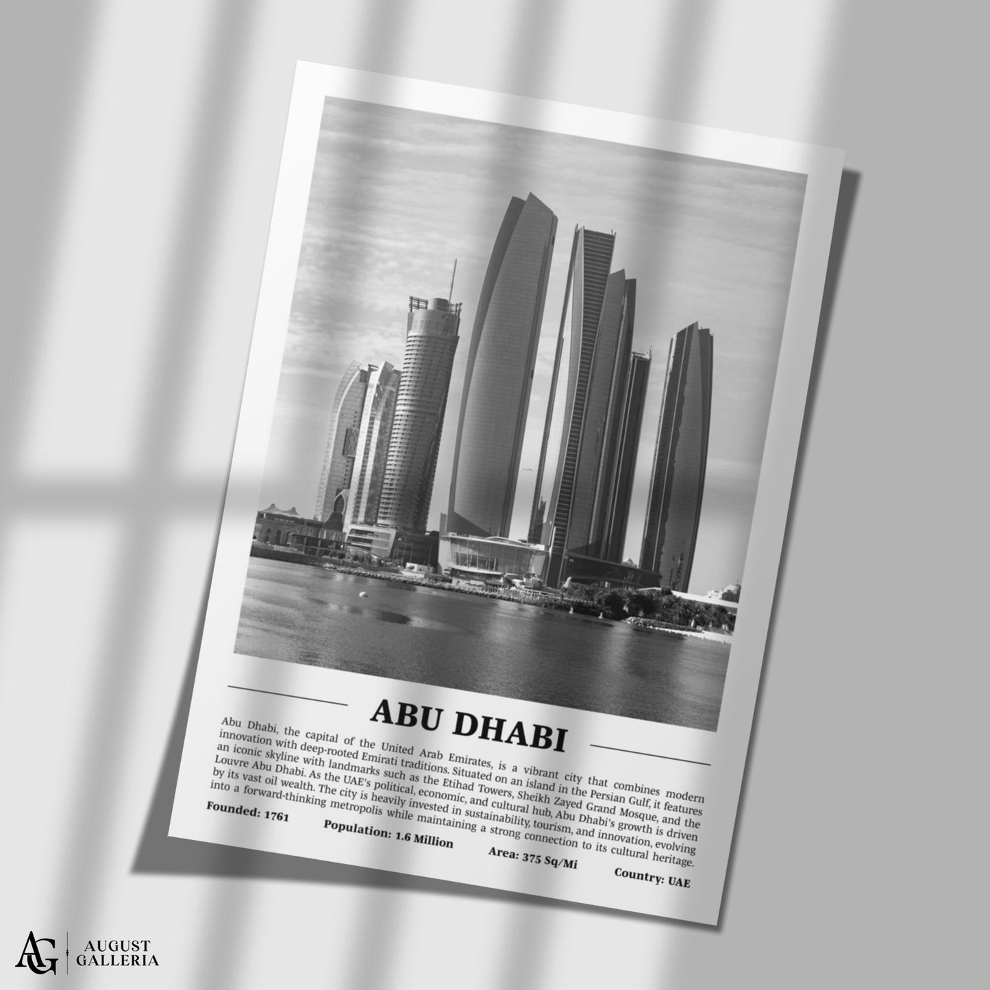 Abu Dhabi Black & White City Print